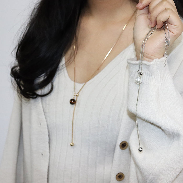 Wholesale Golden snake bone long necklace, pull-out sweater chain, high-end and versatile vintage necklace