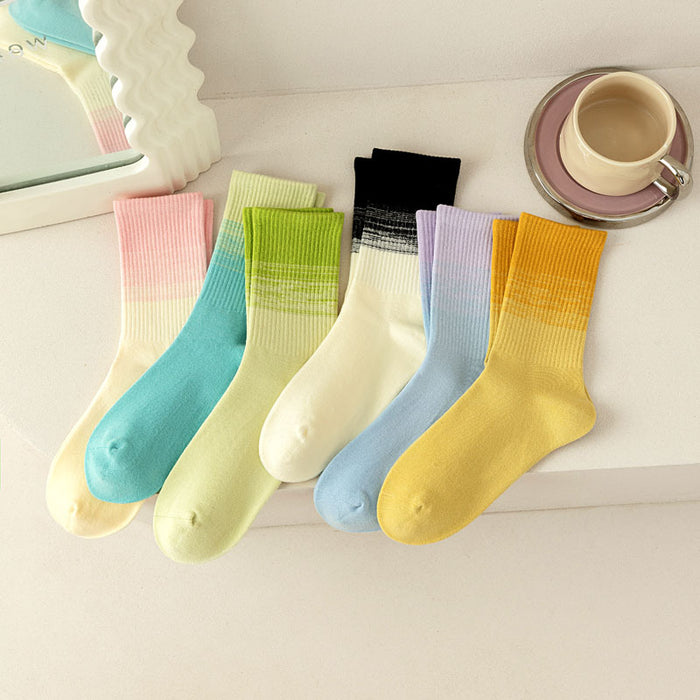 Wholesale Socks gradient color, mid tube lightweight sports socks, running socks, cotton