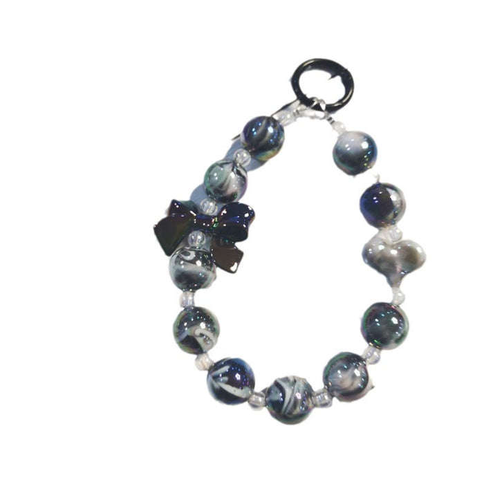 Wholesale Electroplated beaded bow car key chain mobile phone pendant