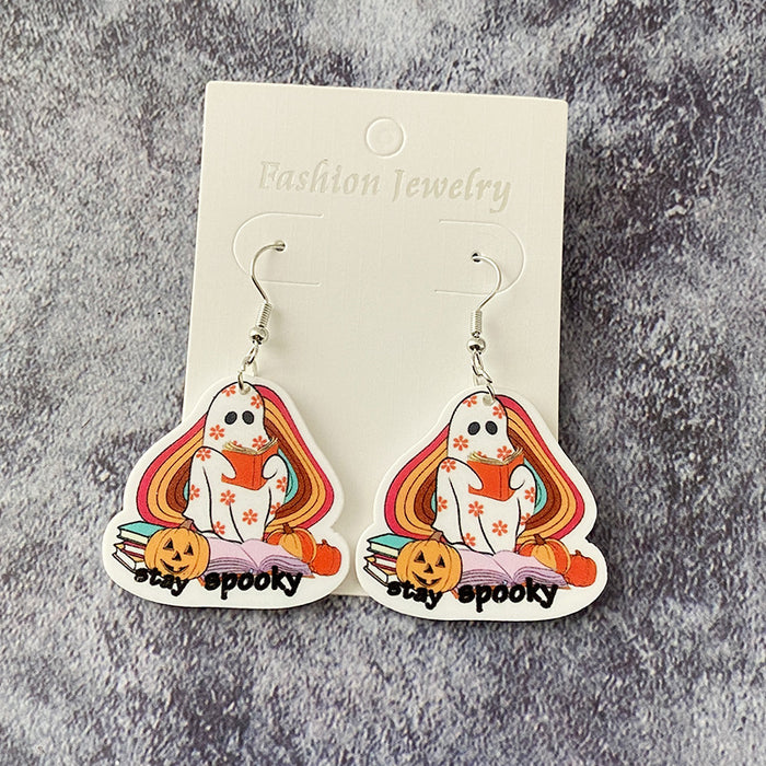Wholesale  Book Ghost Acrylic Earrings Ghost Cat Books Cute Cartoon Earrings