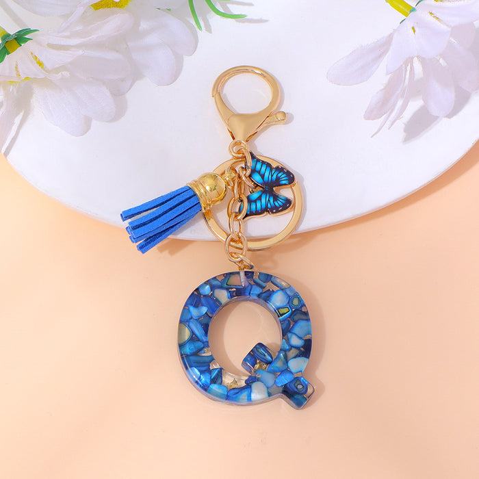Wholesale Letter Keychain Tassel Butterfly Girl Bag Pendant