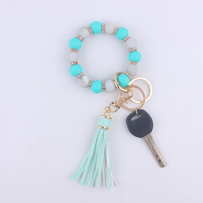 Wholesale Silicone bracelet wrist keychain tassel pendant