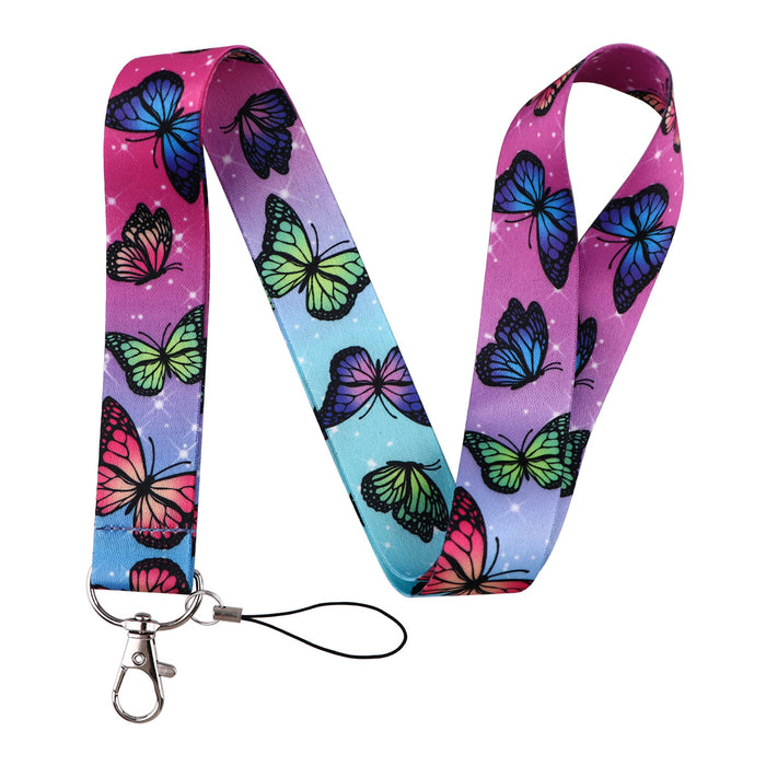 Wholesale Butterfly-shaped phone lanyard Keychain with a rigid card holder