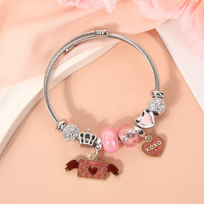 Wholesale Crystal bead stainless steel bracelet