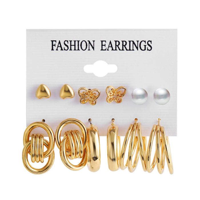Wholesale Geometric earrings, creative retro ear loops, fashionable pearls