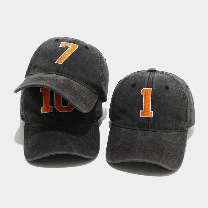 Wholesale Retro washed embroidered number baseball fashionhat for men and women
