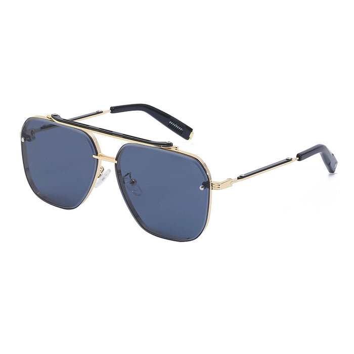 Wholesale Retro steampunk style boxy sunglasses with diamond cut edges and frameless sunglasses