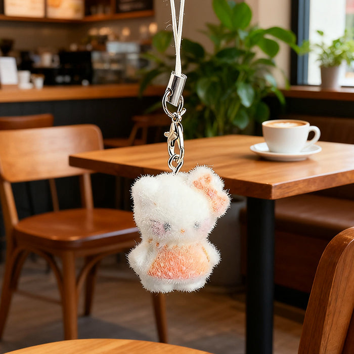 Wholesale Resin flocked cute 3D cat keychain pendant