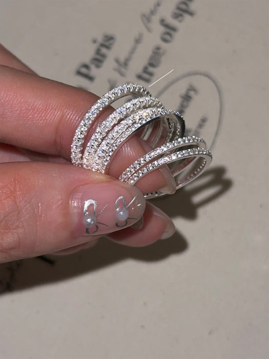 Wholesale Pure silver fine sparkling diamond ring for women, exquisite and fashionable, niche zircon index finger ring, light luxury and cool style ring