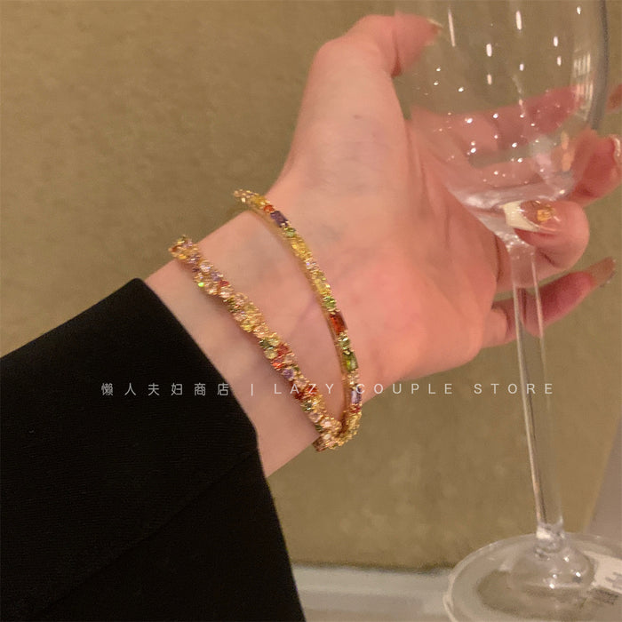 Wholesale Super Flash Colored Zircon Bracelet, Light Luxury, Niche, Exquisite, High End, Same Style Bracelet Jewelry