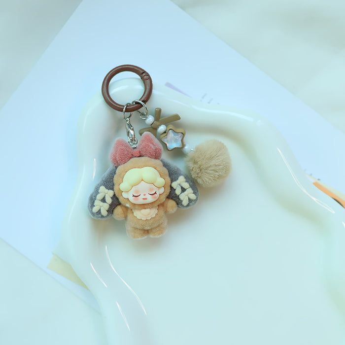 Wholesale Bowknot Flocking Big Ear Cartoon Keychain Schoolbag Pendant