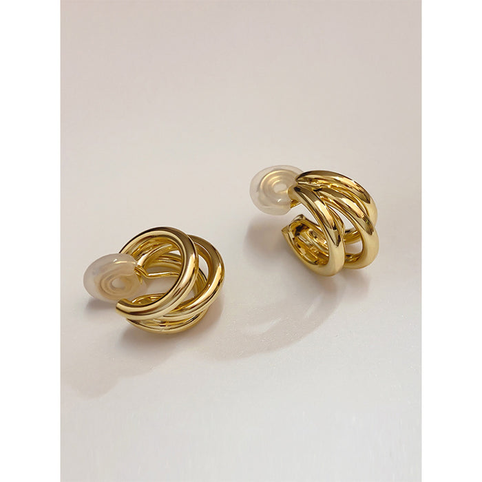 Wholesale Metallic ear clip earrings with a sense of luxury, simplicity, and temperament. Earrings with circular rings and no ear holes for women, painless