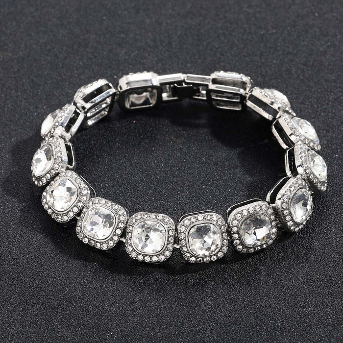 Wholesale Full Diamond Wide Square Diamond Bracelet Diamond Chain Square Diamond Men's Bracelet