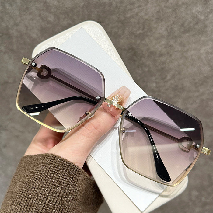 Wholesale  Women's Rimless Cut Edge Sunglasses Anti-Uv Internet Celebrity  Sunglasses Sunglasses