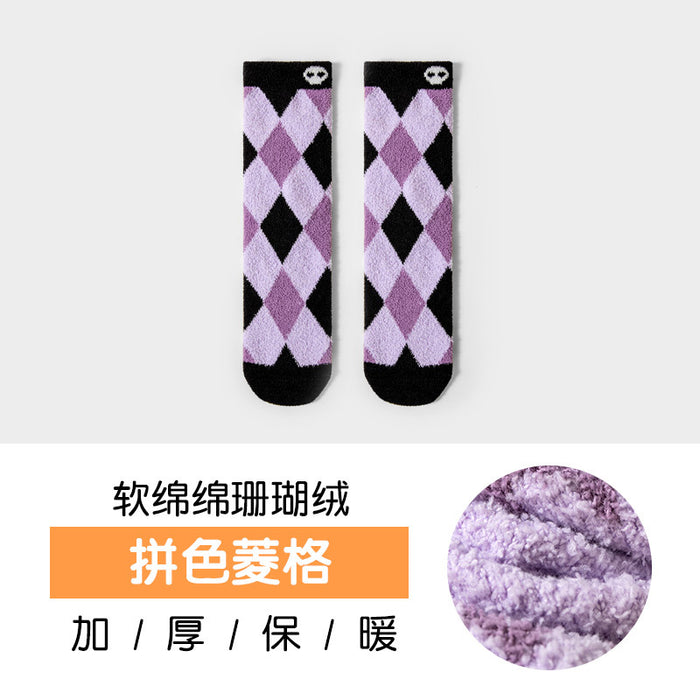 Wholesale Autumn and Winter Mid Tube Girls' Thick Coral Fleece Warm Baby Socks JDC-SK-SL006