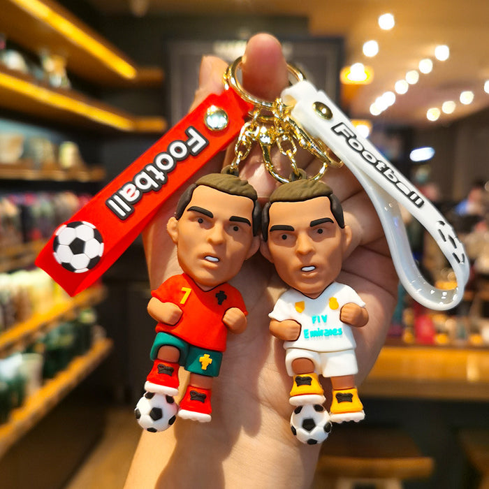 Wholesale Football keychain pvc car key ring