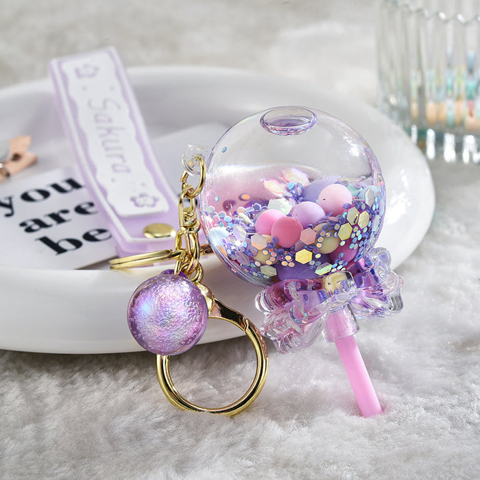 Wholesale Liquid Glitter Bottle &  Lollipop Acrylic Oil-Filled Keychain