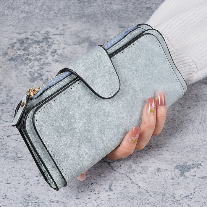 Wholesale Black Solid Color Long Wallet Clutch with Sewing Line Detail - Everyday Use Fashion Accessory