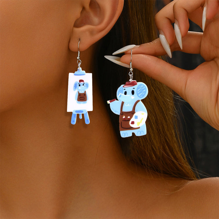 Wholesale Cartoon cat and elephant animal acrylic earrings