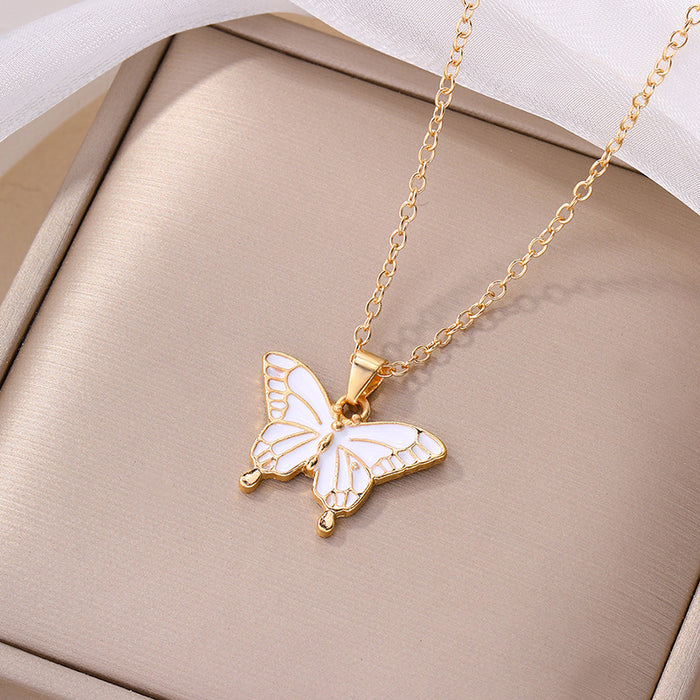 Wholesale Fashion Drip Oil Alloy Pendant, Personalized Drip Oil Butterfly Necklace, New Xiang Jewelry