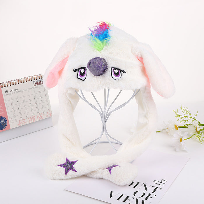 Wholesale Bunny hat with moving ears cute plush warm hat