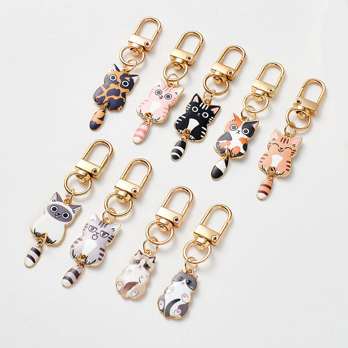 Wholesale Cute Alloy Cat Pendant Mini Car Keychain Zipper Decoration Pendant