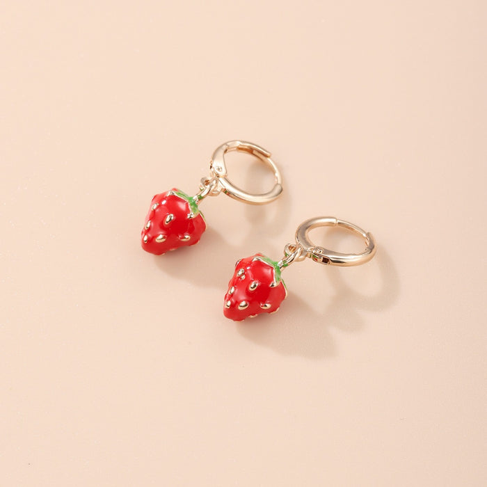 Wholesale Cartoon Strawberry Earrings Girl's  Earrings Cute Earrings