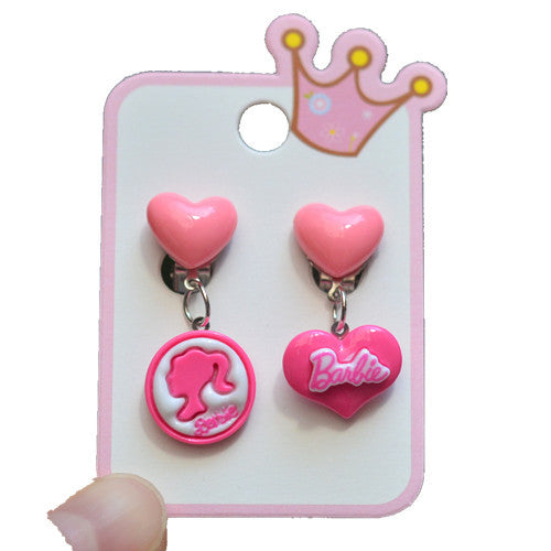 Wholesale Resin Girls Love Princess Necklace Bracelet Ear Clip Ear Stud Set JDC-ES-SLL001