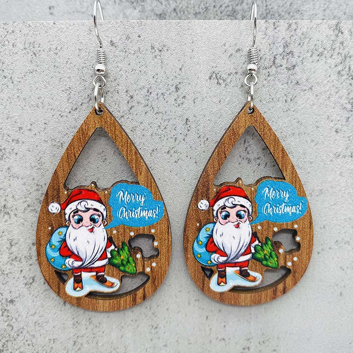 Wholesale  Bell Red Car Water Drop Wooden Earrings Christmas Accessories