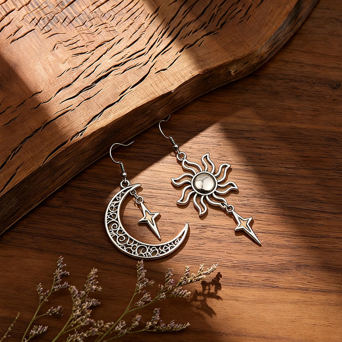 Wholesale 2pcs vintage moon sun cross starburst earrings