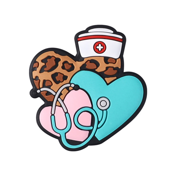 Wholesale 20pcs Cartoon nurse clothing accessories silicone beads creative badge telescopic buckle beaded stethoscope silicone beads