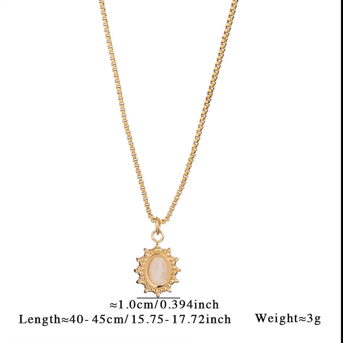 Wholesale Simple natural stone heart necklace versatile and high-end stainless steel necklace paired with blue pine tiger eye stone