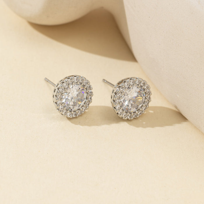 Wholesale Full Diamond Inlaid Three-Dimensional Zircon Stud Earrings Round Earrings
