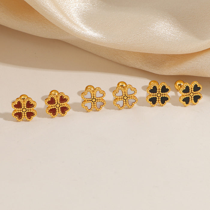 Wholesale  Anti-loss heart-shaped earrings  colorfast   small and exquisite titanium steel earrings