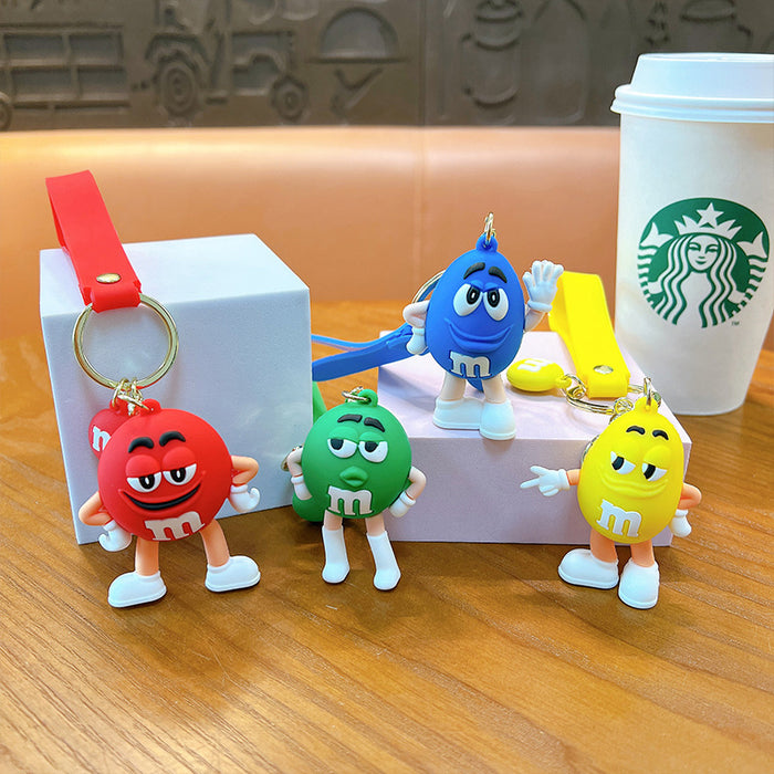 Wholesale  Bean Key Chain Doll Key Ring Cartoon Chocolate Soft Glue Doll Cute Couple Bag Key Chain