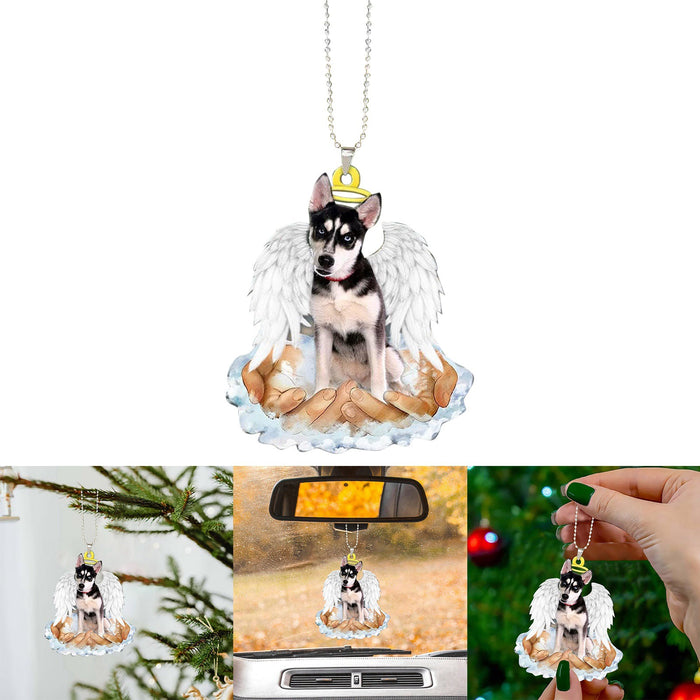 Wholesale Christmas Acrylic Double-sided Printing Cute Angel Dog Creative Car Pendant JDC-CA-CaiX001