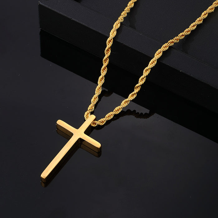 Wholesale titanium steel glossy cross pendant men's stainless steel necklace