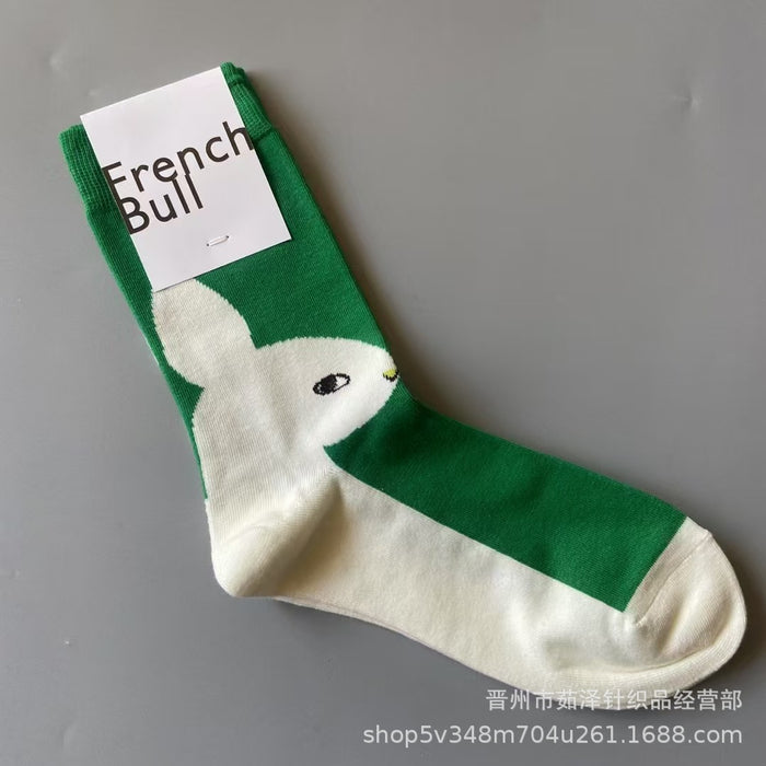 Wholesale Cotton socks, cat flower cactus trendy socks, women's socks, mid tube socks