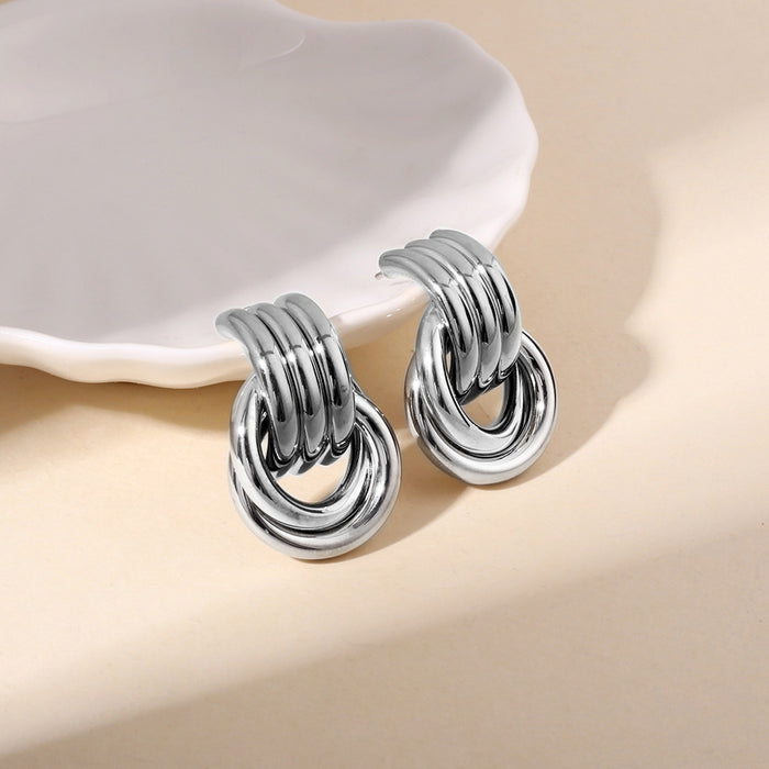 Wholesale Chic Metallic Hoop Stud Earrings