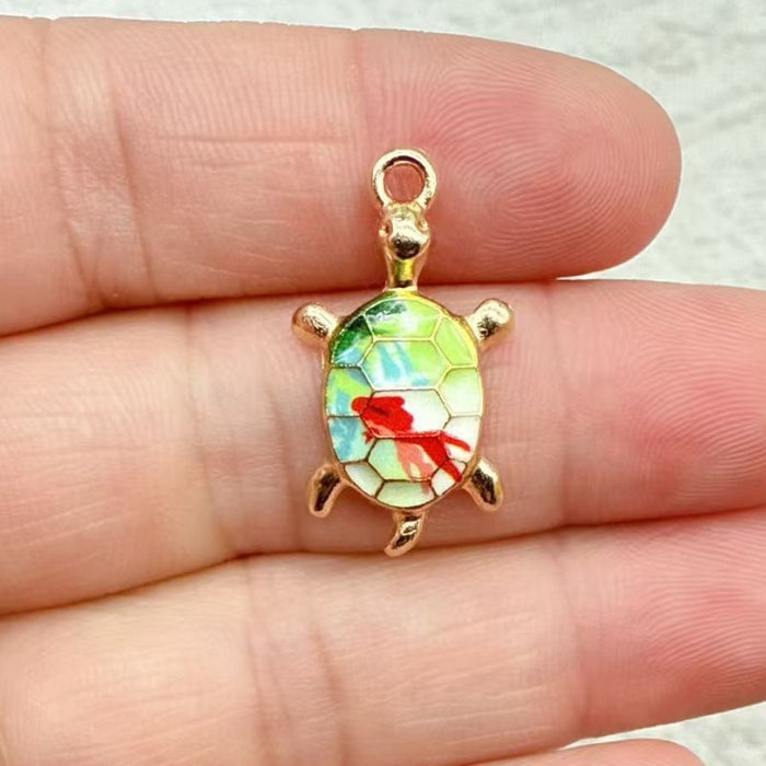 Wholesale 10pcs DIY Colorful Turtle Bracelet Pendant Alloy Oil Drip Accessories Hanging Earrings