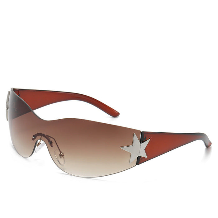 Wholesale Sunglasses integrated pilot sunshade sunglasses pentagram glasses