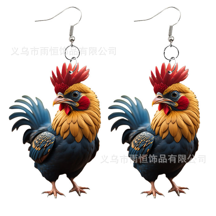 Wholesale Farmhouse Style Acrylic Chicken Series Earrings JDC-ES-Yuhen008