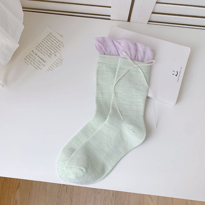 Wholesale Sweet ballet style bow socks with versatile design and stacking
