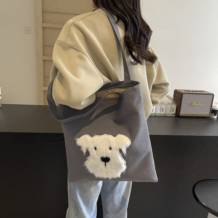 Wholesale Cute canvas backpack, one shoulder cloth bag, tote bag, versatile, large capacity casual class bag