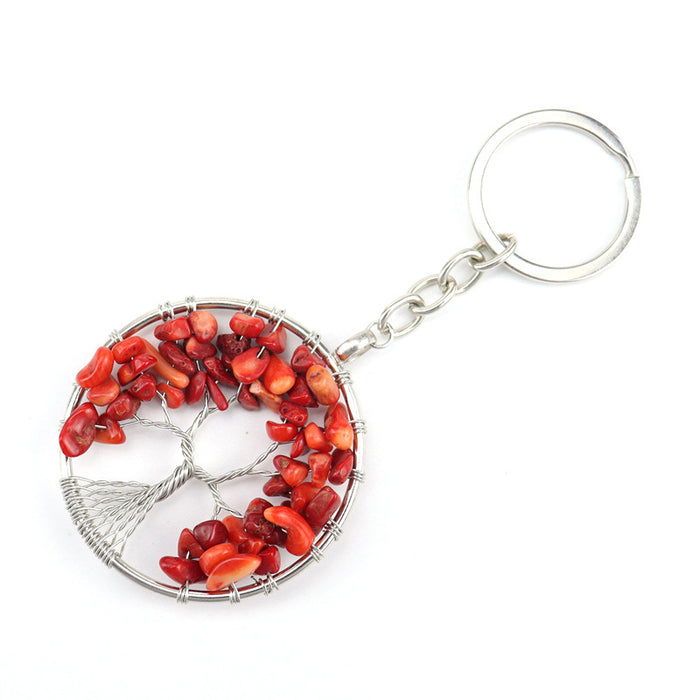 Wholesale Natural Crushed Stone Crystal Tree Root Life Tree Pendant Keychain Bag Pendant Keychain K04 JDC-KC-HXu002