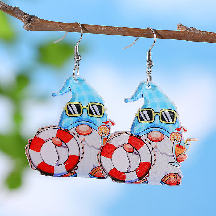 Wholesale Holiday Style Color Sun Watermelon Juice Acrylic Letter Pendant Earrings Beach Holiday Earrings