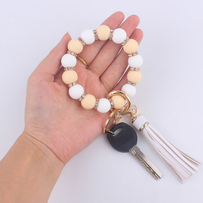 Wholesale Colorful Silicone Beaded Wrist Keychain JDC-KC-GuangTian020