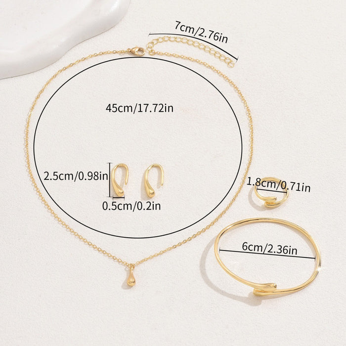 Wholesale Earrings Necklace Jewelry suit Women's Water Drop Opening Adjusting Bracelet