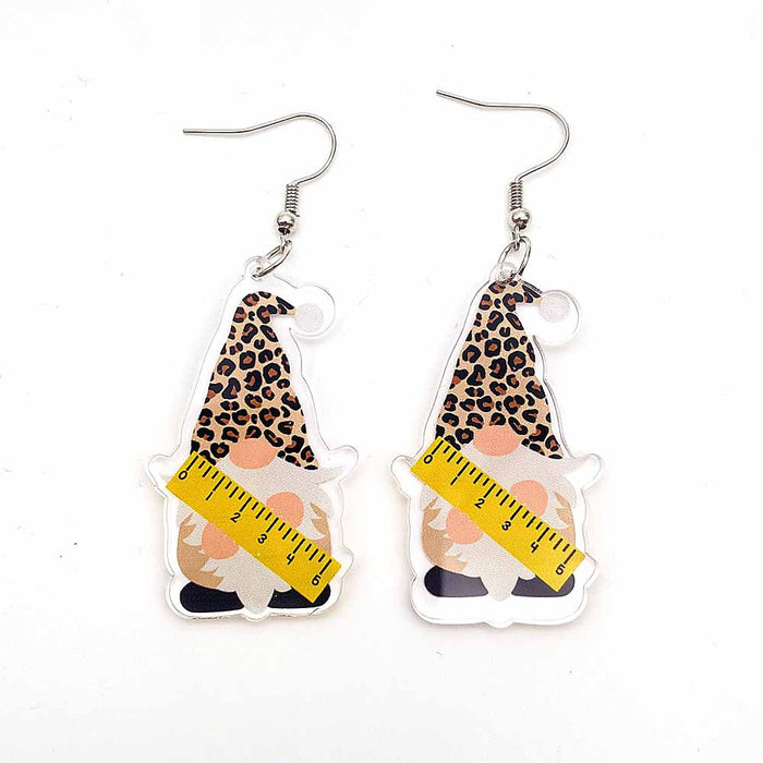 Wholesale Teacher's Day Leopard Print Pencil Acrylic Earrings JDC-ES-Chengy040