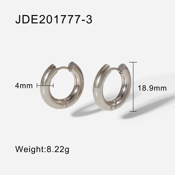 Wholesale Simple 18k Gold Plated Stainless Steel Hoop Earrings JDC-ES-JD345